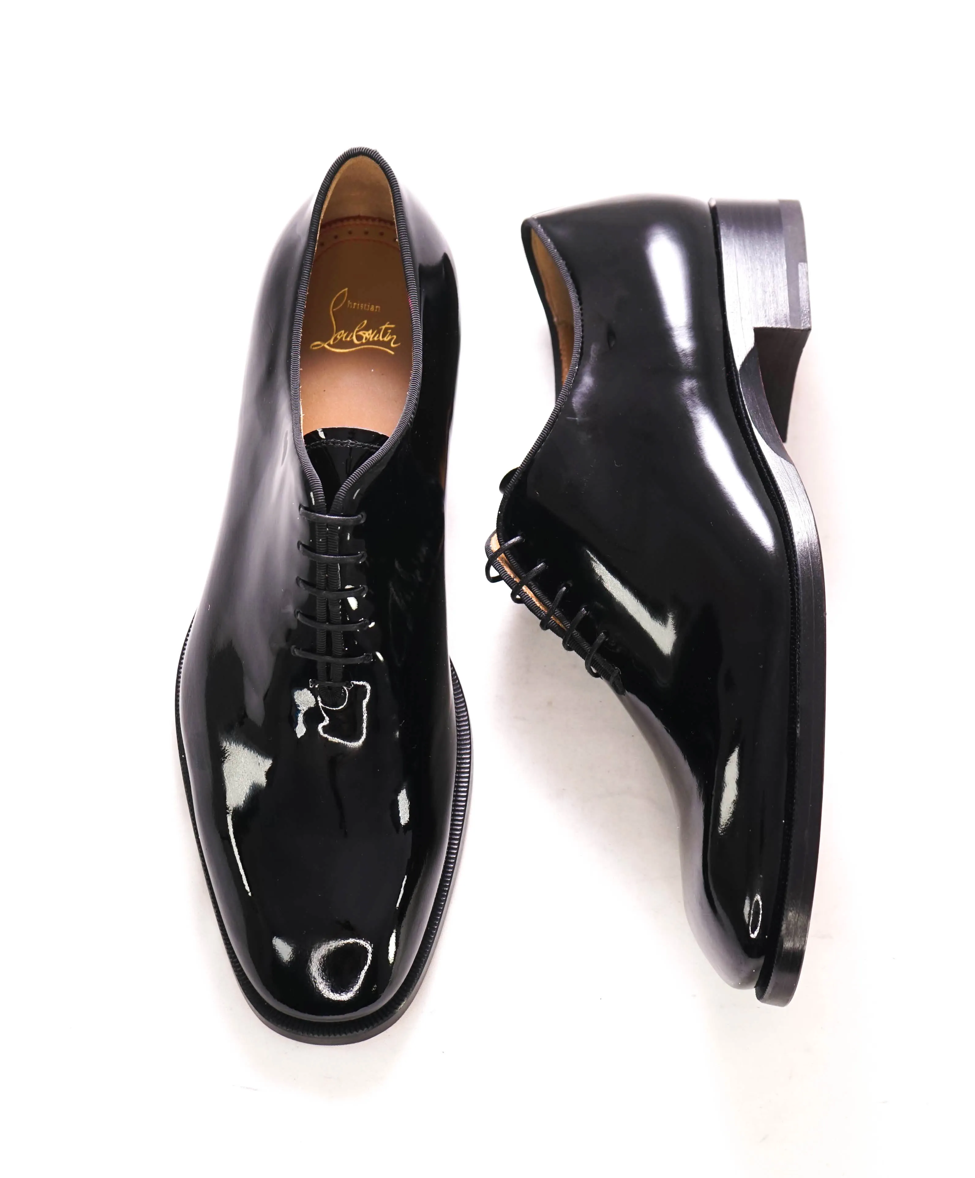 $1,145 CHRISTIAN LOUBOUTIN - *CORTEO* Black Patent Leather Oxfords - 10 US (43EU)