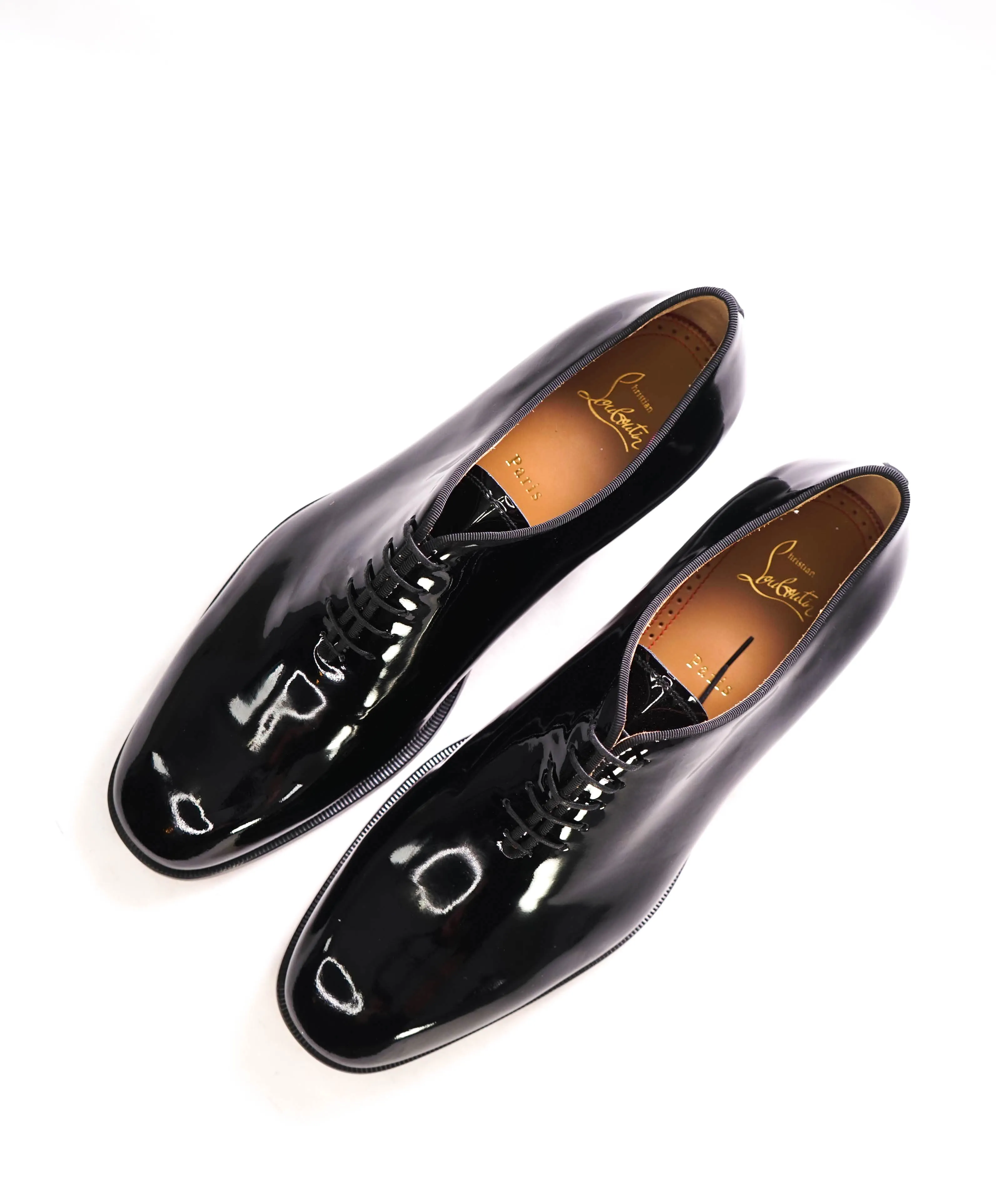 $1,145 CHRISTIAN LOUBOUTIN - *CORTEO* Black Patent Leather Oxfords - 10 US (43EU)