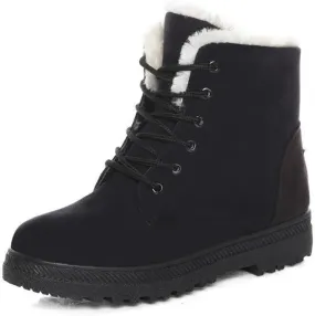 Alicegana Women Winter Boots Snow: Warm Cotton Fur Lined Winter Shoes Lace Up Comfortable Non Slip Ankle Platform Boots Outdoor