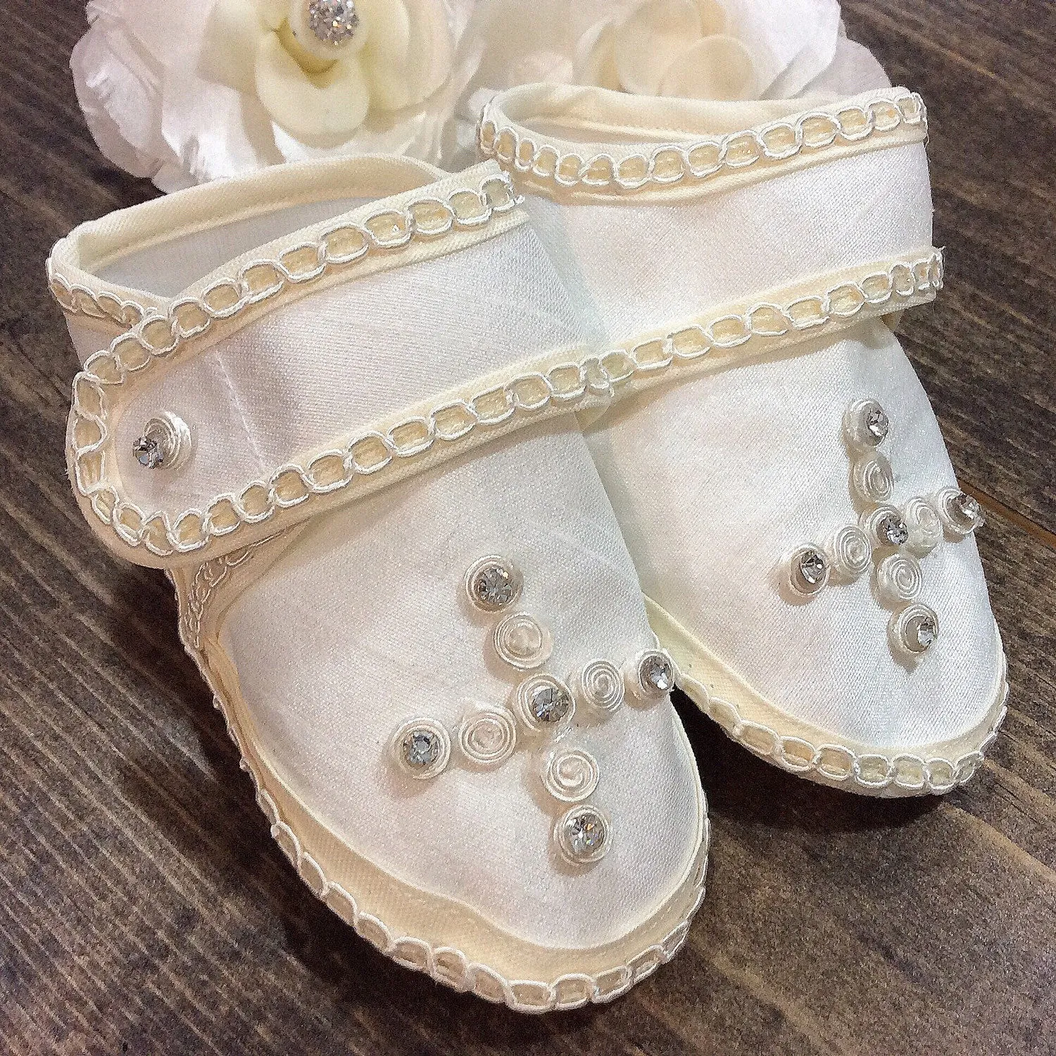Baby boy baptism shoes ivory (Ethan)