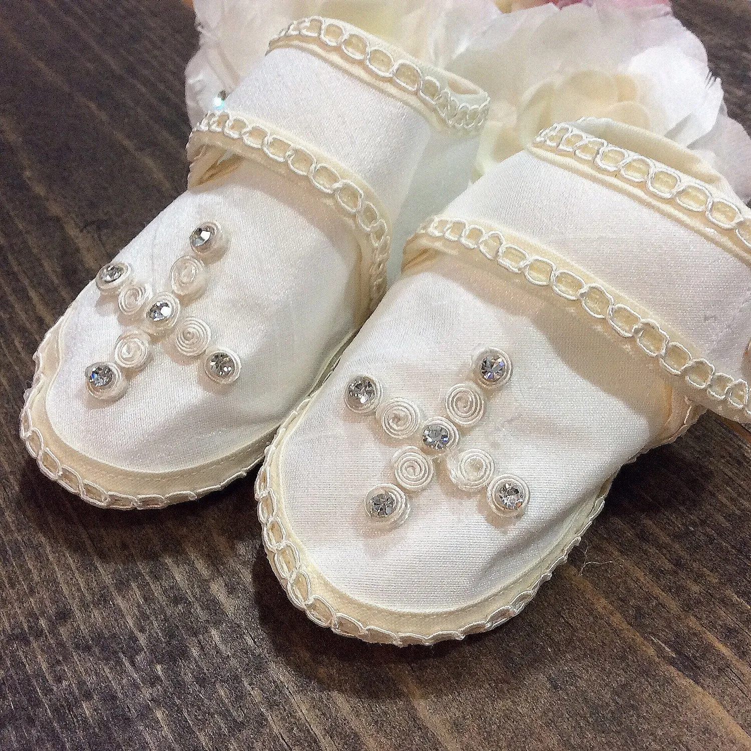 Baby boy baptism shoes ivory (Ethan)