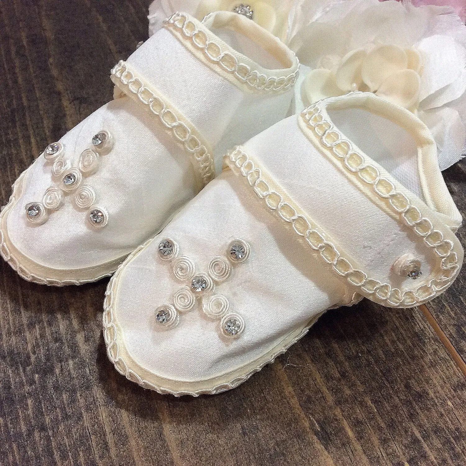 Baby boy baptism shoes ivory (Ethan)