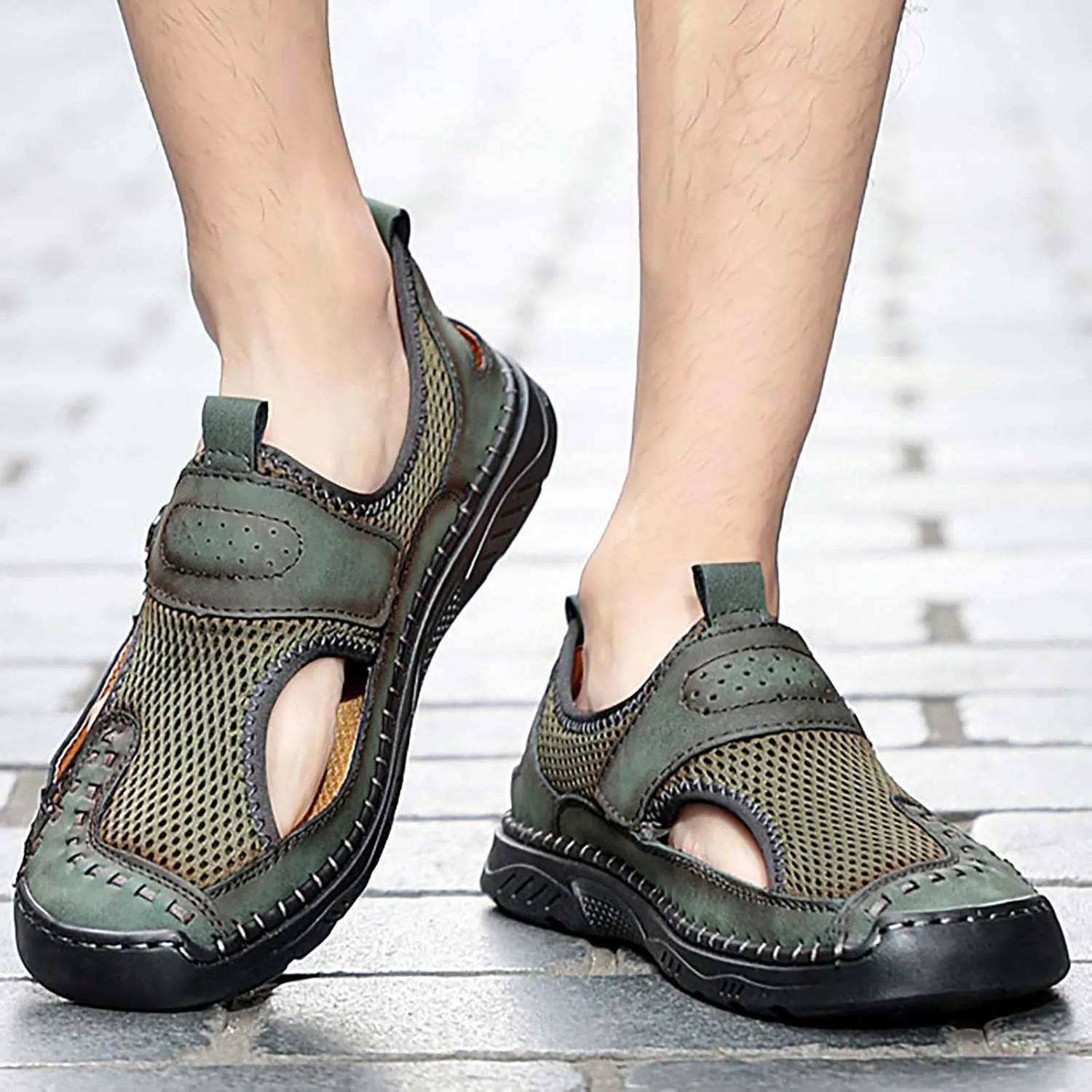 Closed Toe Mesh Hollow Out Breathable Lightweight Trail Walking Shoes Women's Sport Athletic Sandals Outdoor Hiking Sandals Casual Sandals Water Shoes