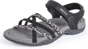 EQUICK Women Hiking Sandals Comfortable Walking Hook Loop Strap Sandals Beach Vacation Casual Sport Sandal