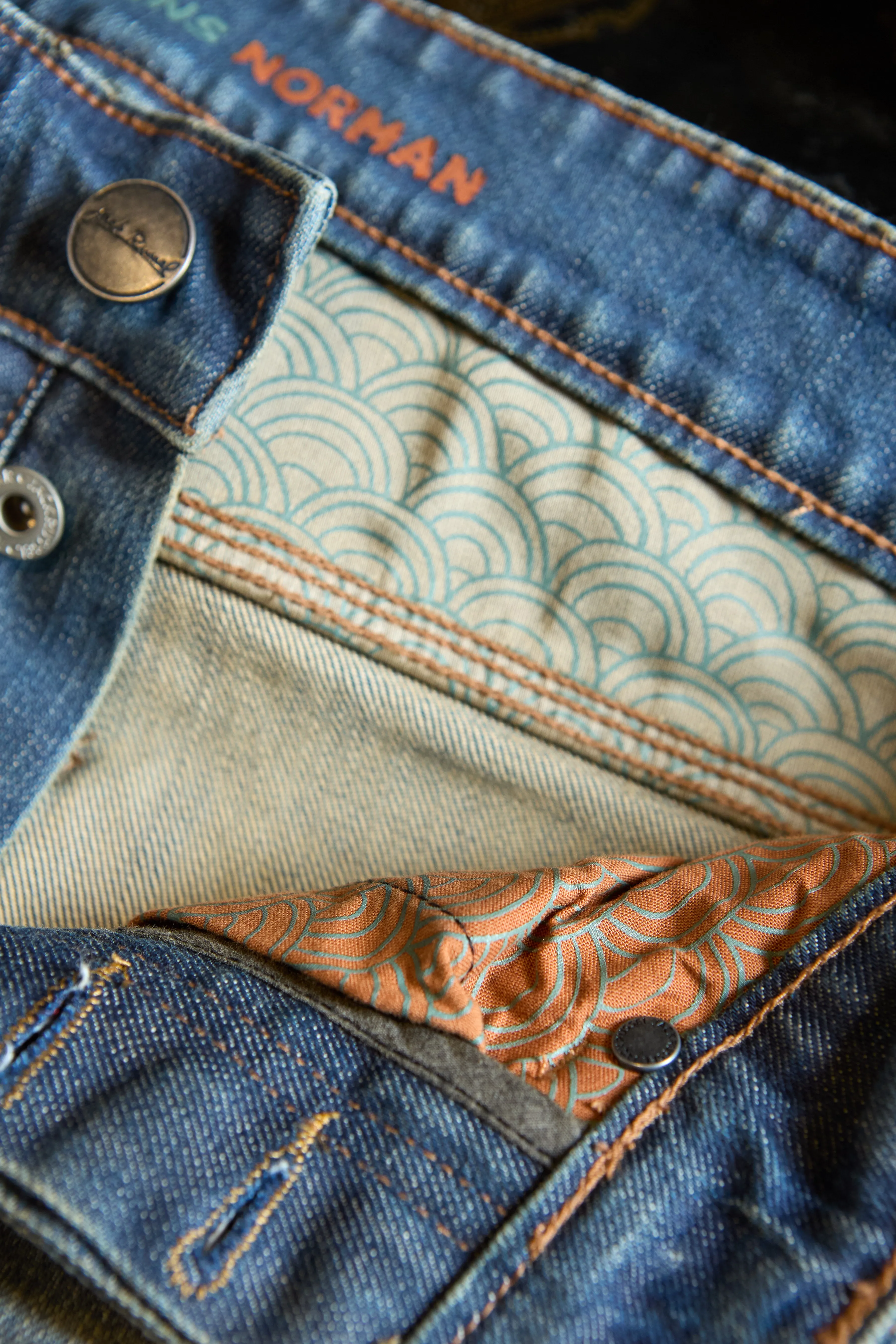 Jack Russel - Men Jeans - Handwerk J-NORM Slim Fit Vintage Midnight Blue Rust Faded