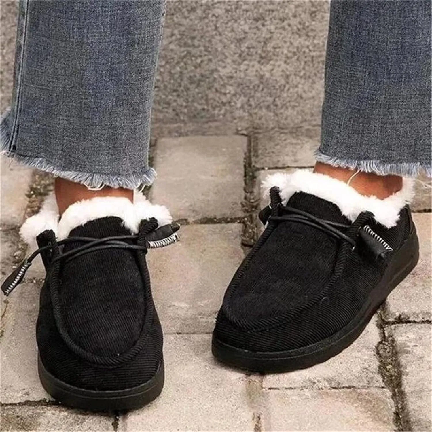 Ladmiple Boots For Women Ankle Booties Winter Warm Fur Lined Snow Boots Outdoor Slip On Comfortable Fashion Walking Shoes