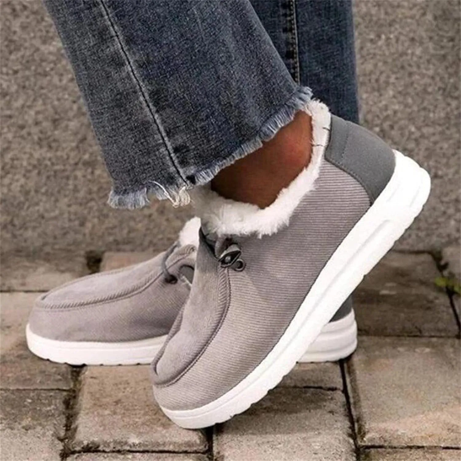 Ladmiple Winter Boots For Women With Fur Lined Snow Boots Warm Ankle Booties Slip On Outdoor Comfortable Walking Shoes