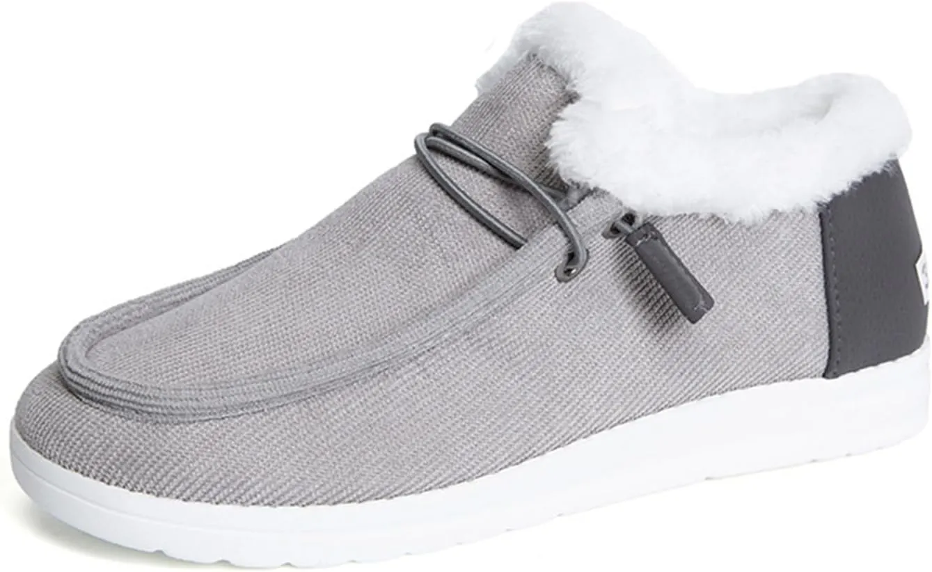 Ladmiple Winter Boots For Women With Fur Lined Snow Boots Warm Ankle Booties Slip On Outdoor Comfortable Walking Shoes