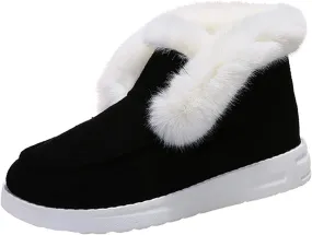 Lausiuoe Cute Winter Boots For Women Fashion Snow Boots Fur Lined Warm Fuzzy Ankle Booties Casual Slip On Loafers Shoes 2024