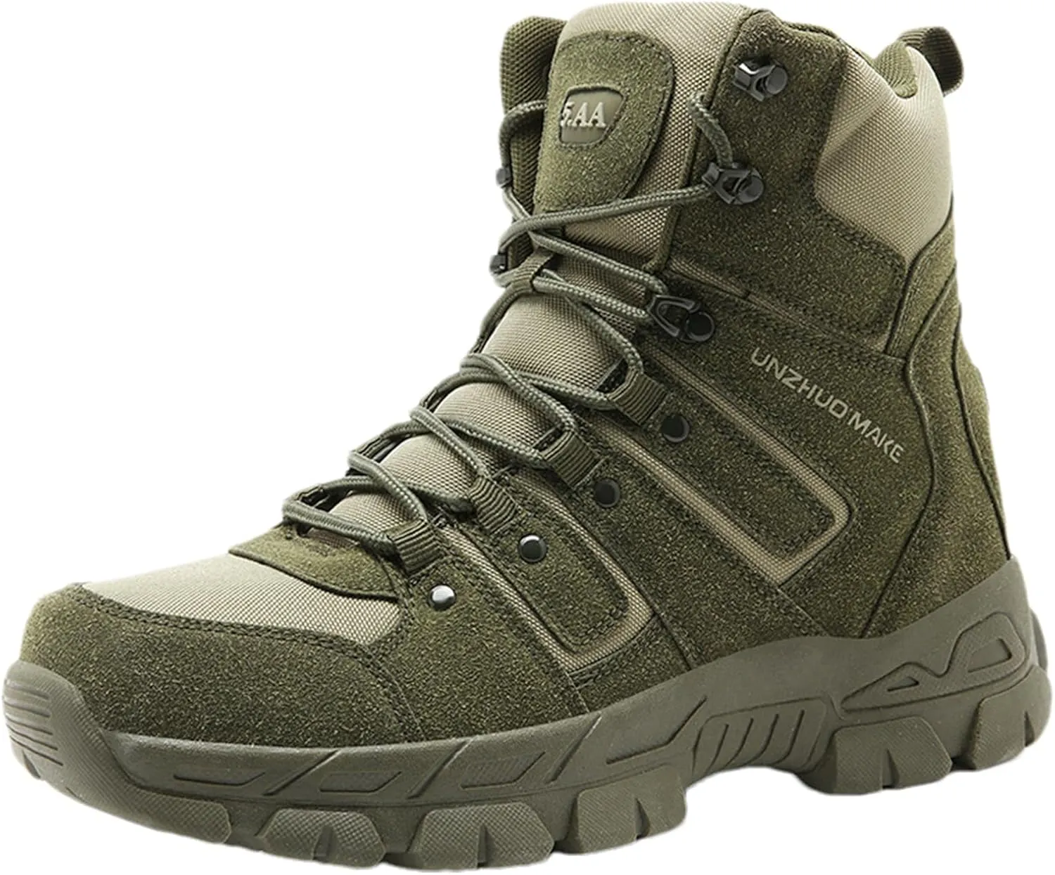 Men's Tactical Boots, Breathable Work Trainers, Lightweight Safety Trainers, with Side Zipper, for Hiking, Working, Walking, Climbing