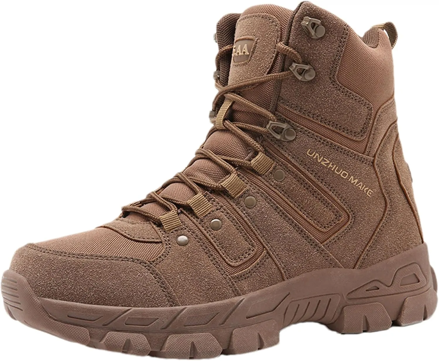 Men's Tactical Boots, Breathable Work Trainers, Lightweight Safety Trainers, with Side Zipper, for Hiking, Working, Walking, Climbing
