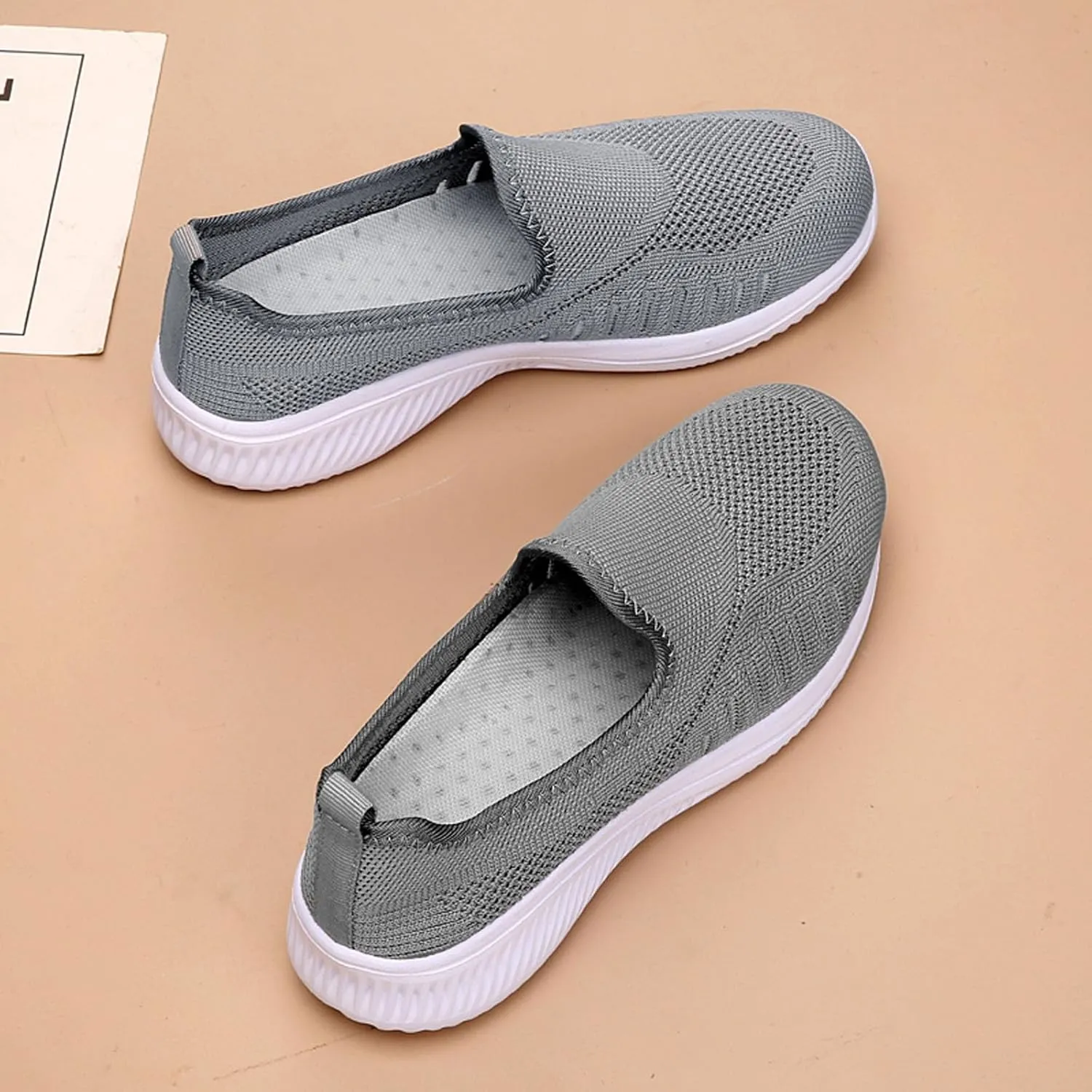 SECHRITE Women's Slip On Walking Shoes Mesh Orthopedic Shoes Slip On Comfortable Tennis Sneakers Workout Hands Free Shoes