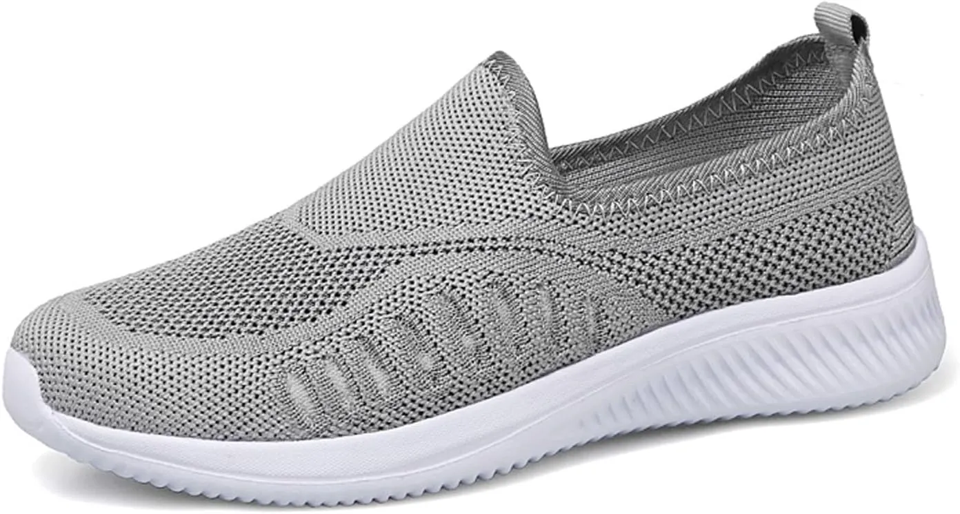 SECHRITE Women's Slip On Walking Shoes Mesh Orthopedic Shoes Slip On Comfortable Tennis Sneakers Workout Hands Free Shoes