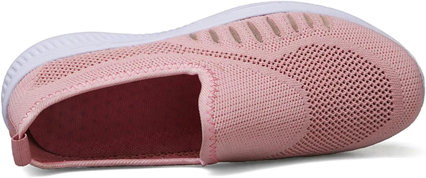 SECHRITE Women's Slip On Walking Shoes Mesh Orthopedic Shoes Slip On Comfortable Tennis Sneakers Workout Hands Free Shoes
