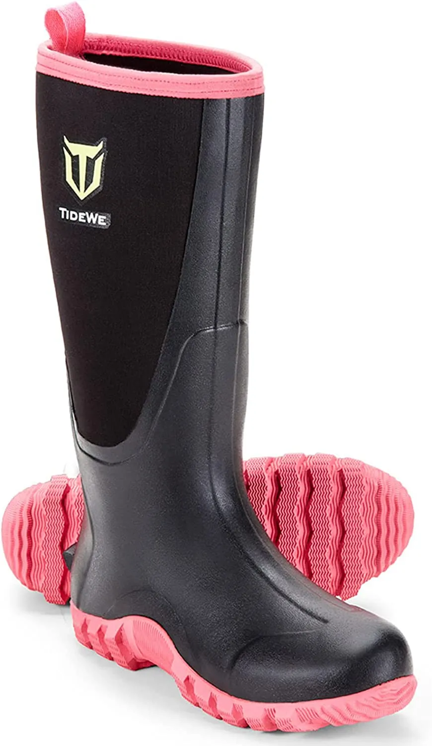 Thalia Pink Neoprene Insulated Rain Boots with Steel Shank