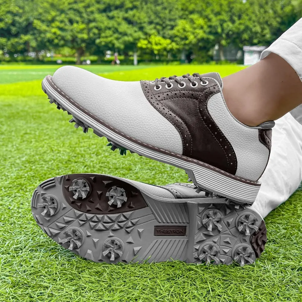 THESTRON Men Golf Shoes Waterproof Professional Golf Footwears Spikes Spikeless Golf Walking Sneakers Turf Sports Golf Training Sneakers for Men