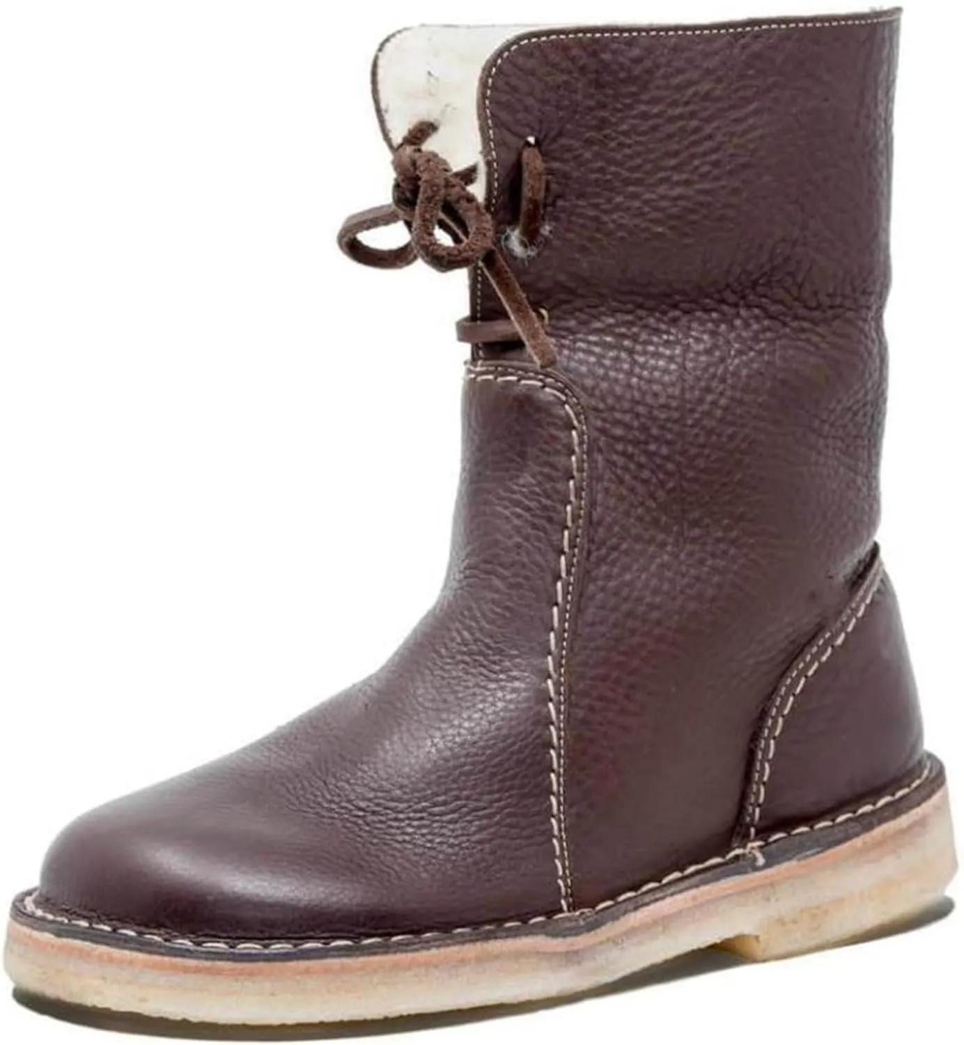 Women's Mid Calf Ankle Bootie Winter Round Toe Lace up Platform Sneaker Slip On Waterproof Warm Snow boots for Sports, Daily, Traveling, Climbing