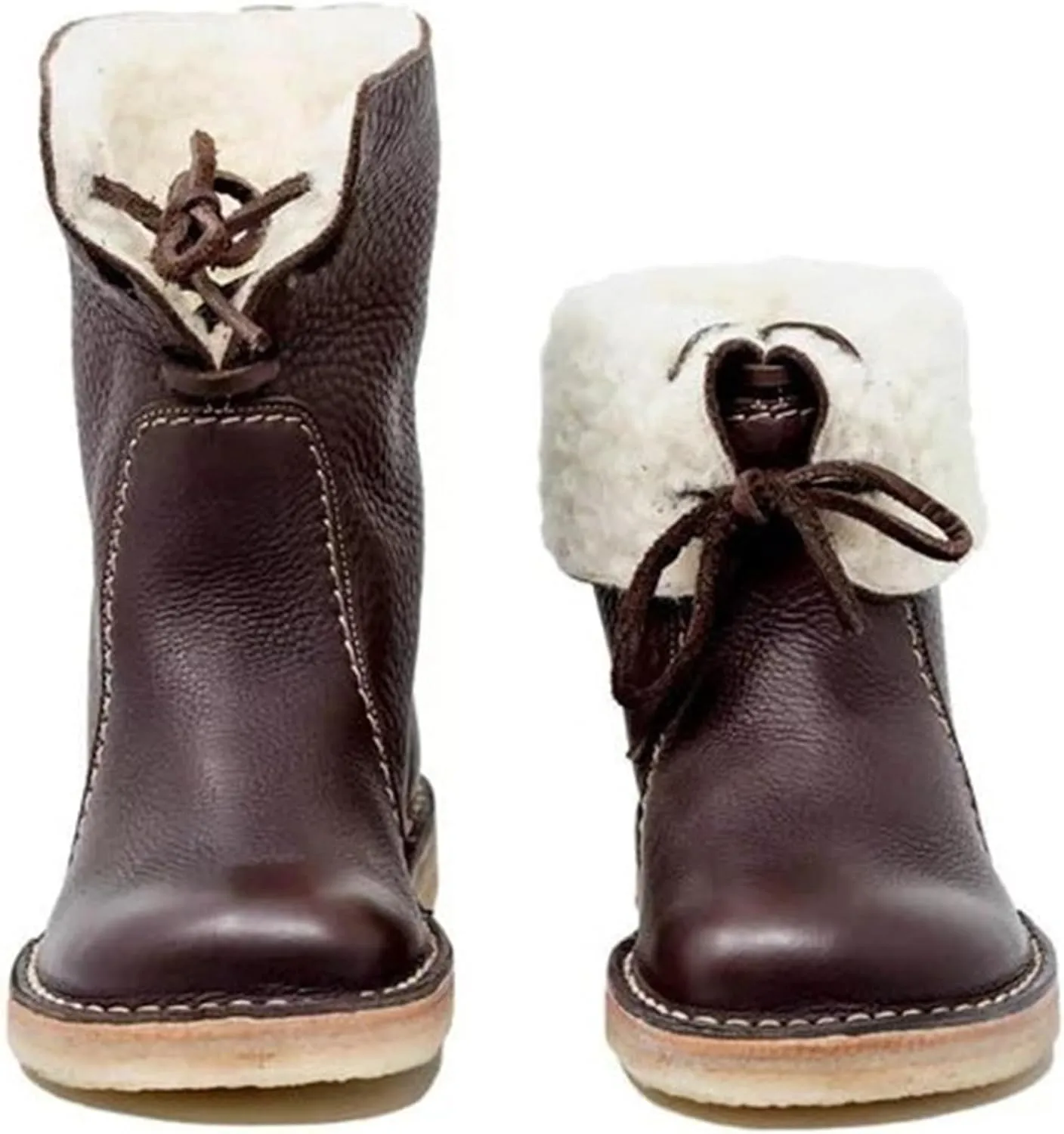 Women's Mid Calf Ankle Bootie Winter Round Toe Lace up Platform Sneaker Slip On Waterproof Warm Snow boots for Sports, Daily, Traveling, Climbing