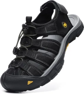 ziitop Mens Hiking Sandals Closed Toe Athletic Sport Sandals Leather Athletic Lightweight Trail Walking Casual Water Shoes